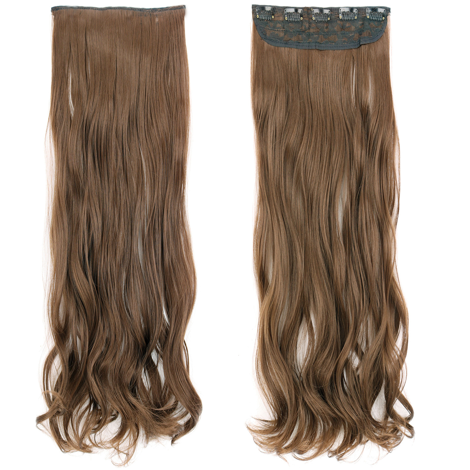 Exalargo de 80 cm, extensión de cabello de peluca, cabello rizado de una pieza de cinco cartas, extensión de cabello de fibra química, filamento de alta temperatura, cabello largo y rizado