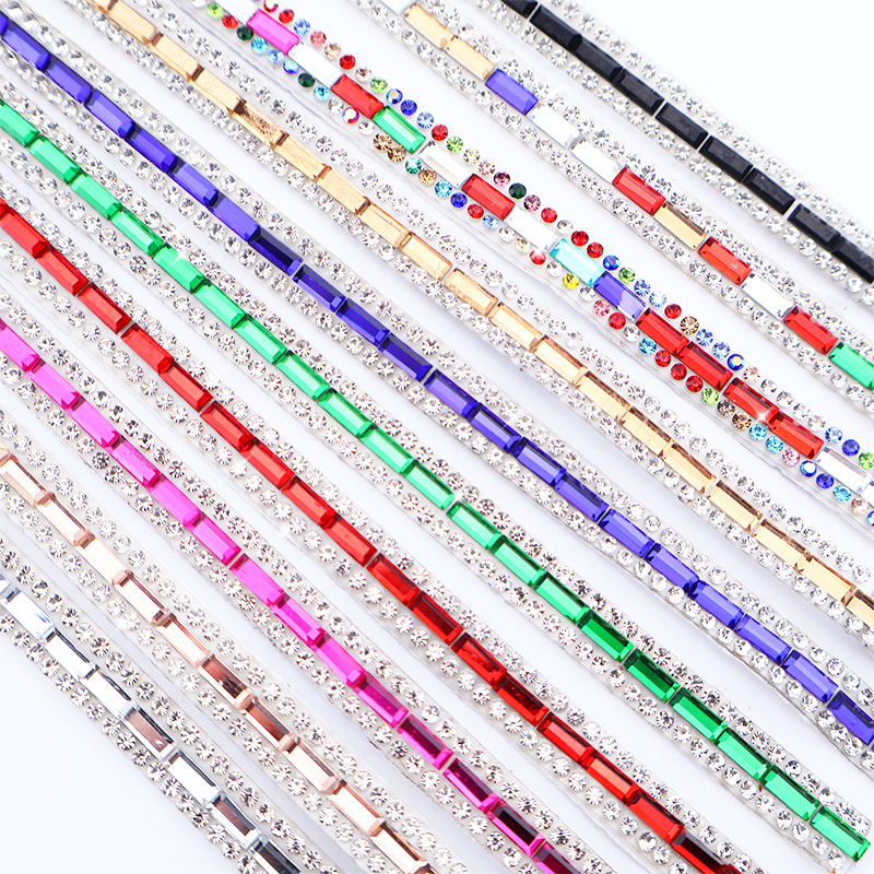 Tiras de Cristales de Colores al por Mayor, Adhesivos de Cristales de Vidrio Autoadhesivos, Accesorios para Ropa, Cristales Termoadhesivos, Accesorios para Joyería DIY, Tiras de Cristales