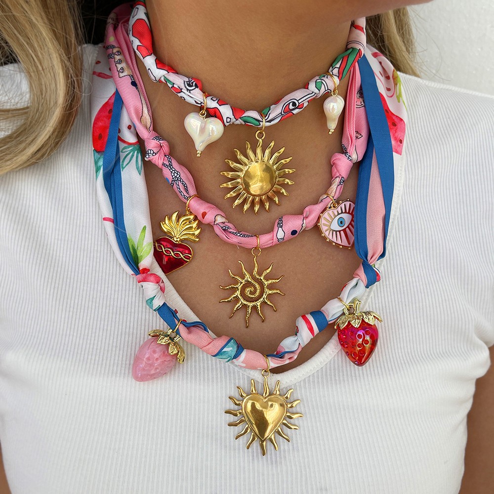 Sciarpa versatile alla moda autunnale europea e americana, occhiali da sole, collana in acciaio al titanio con effetto gocciolante, luce_voghion.com
