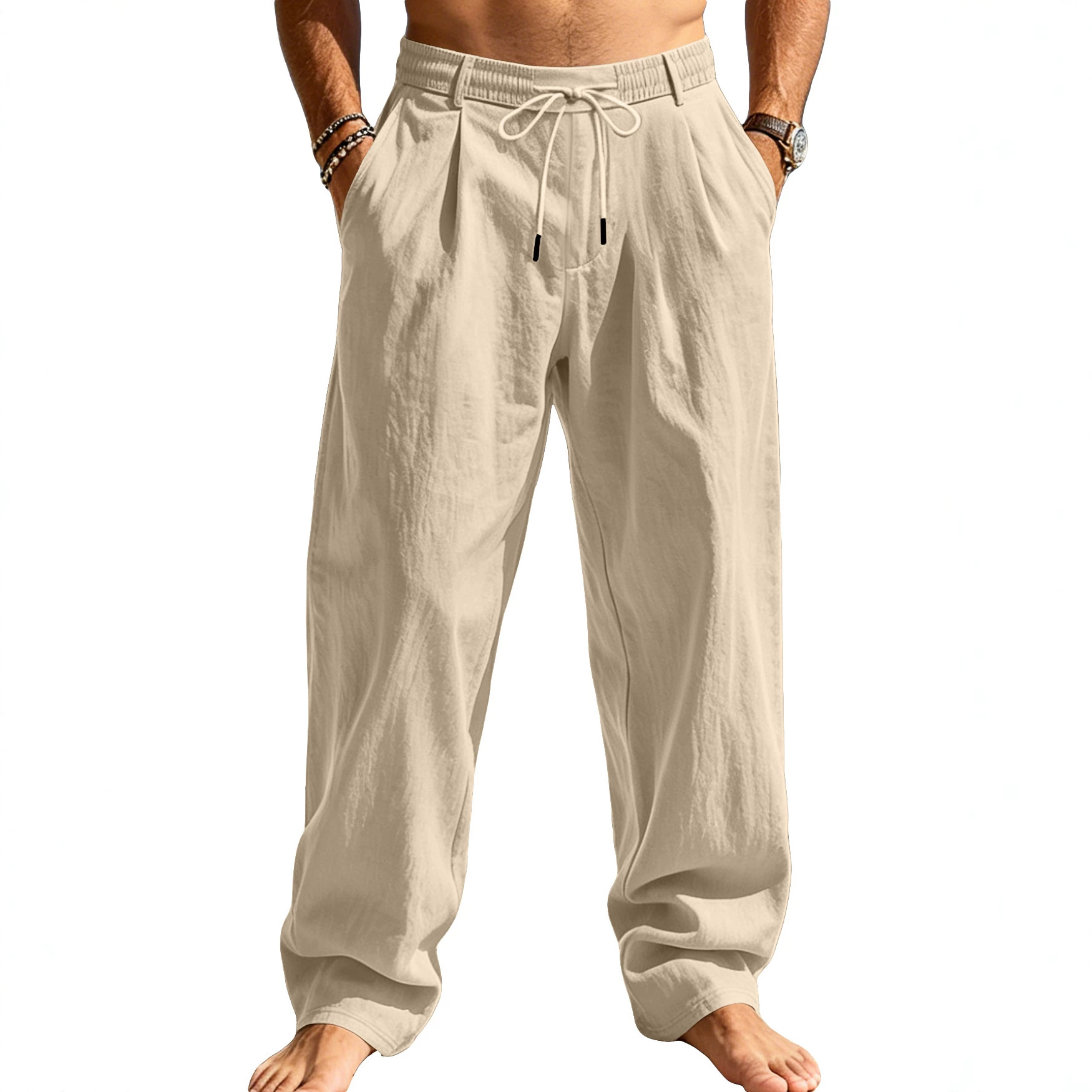 Transfronterizo Amazon americano de verano hombre pantalones relajados rectos casuales simples transpirables pantalones deportivos de playa de piernas anchas
