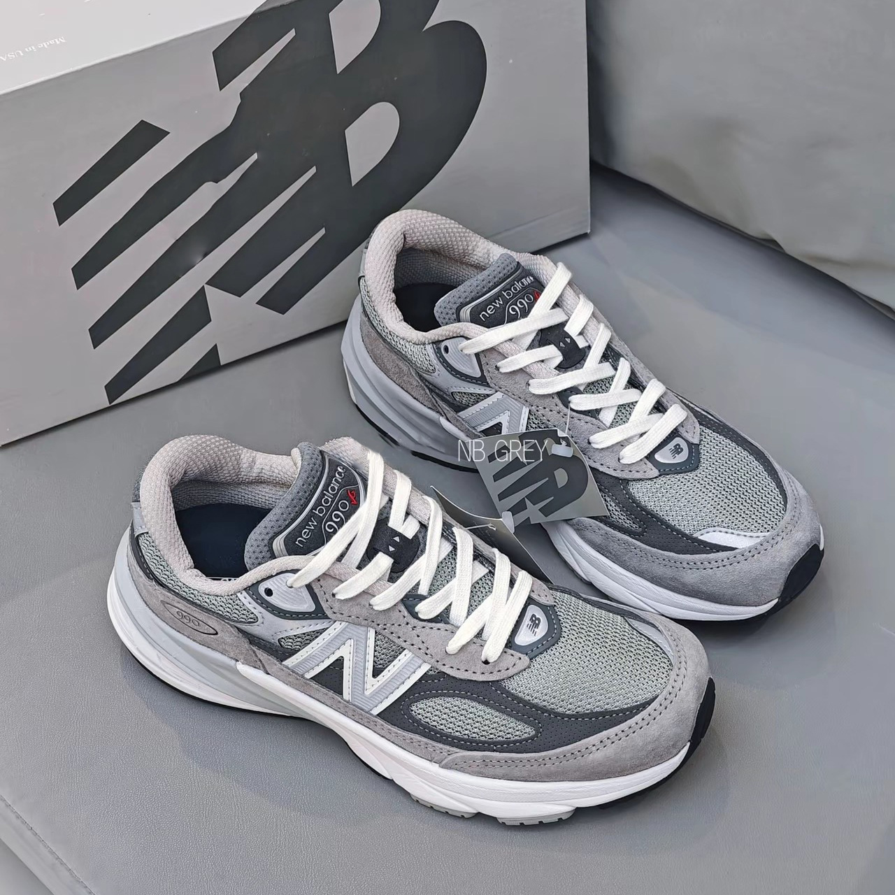 NB 990v6 American retro running shoes, LP collaboration, original gray color, breathable, durable, and slip-resistant, unisex casual sneakers