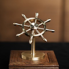 Pure brass helmsman, helmsman, ship steering wheel, smooth sailing, ship crafts, decompression artifact, toy ornaments