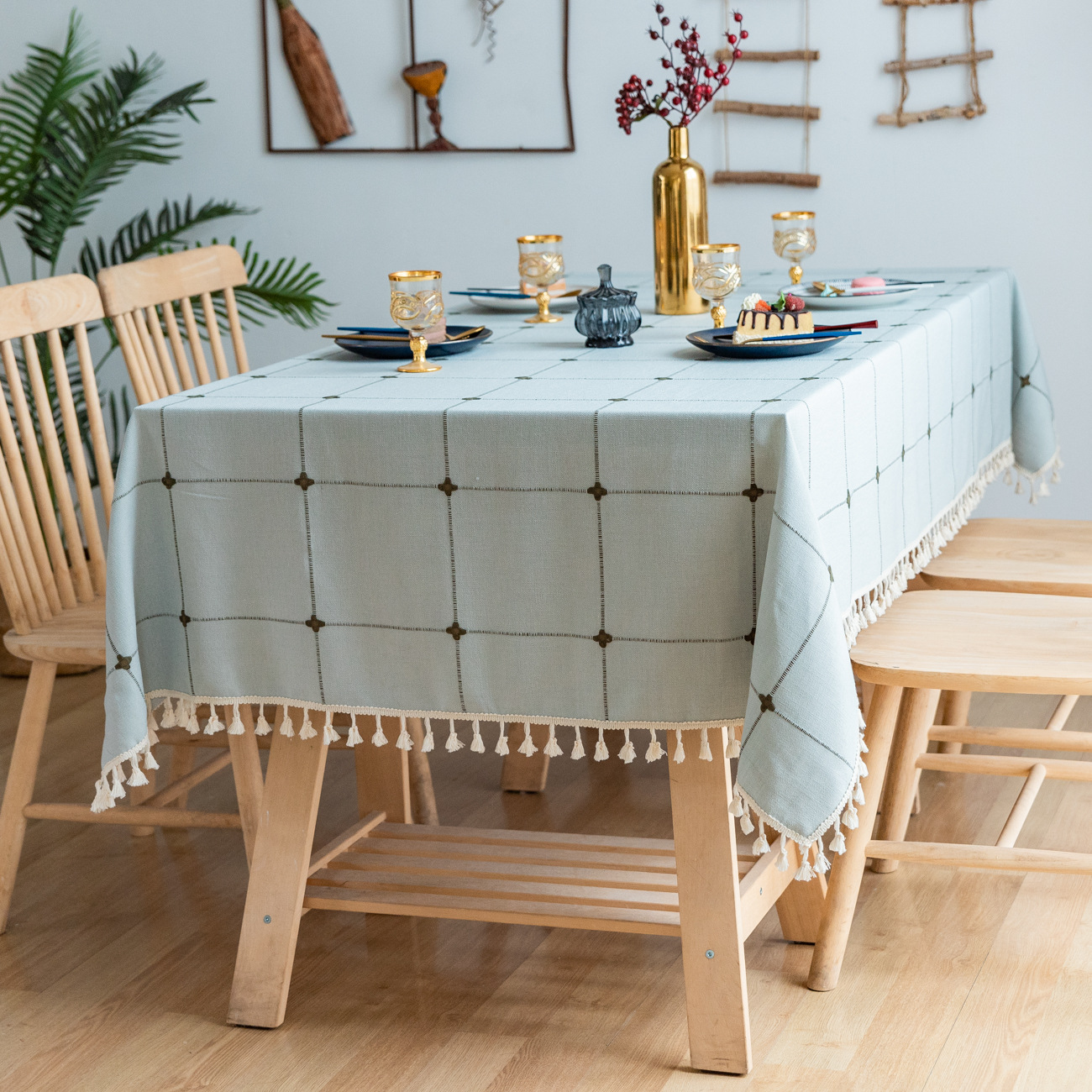 자수 대형 체크무늬 2호 타로 컬러.