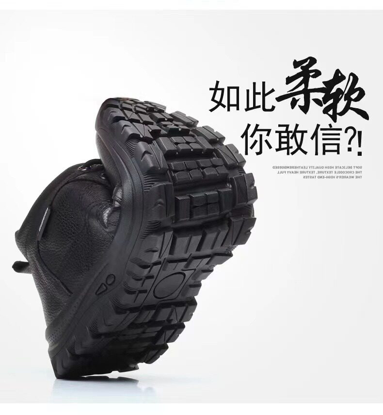Giày bốt Martin nam cổ cao lót lông dày dặn giữ ấm, buộc dây, mũi tròn, đế cao su chống trơn trượt — Màu nâu, Màu đen chi tiết 9