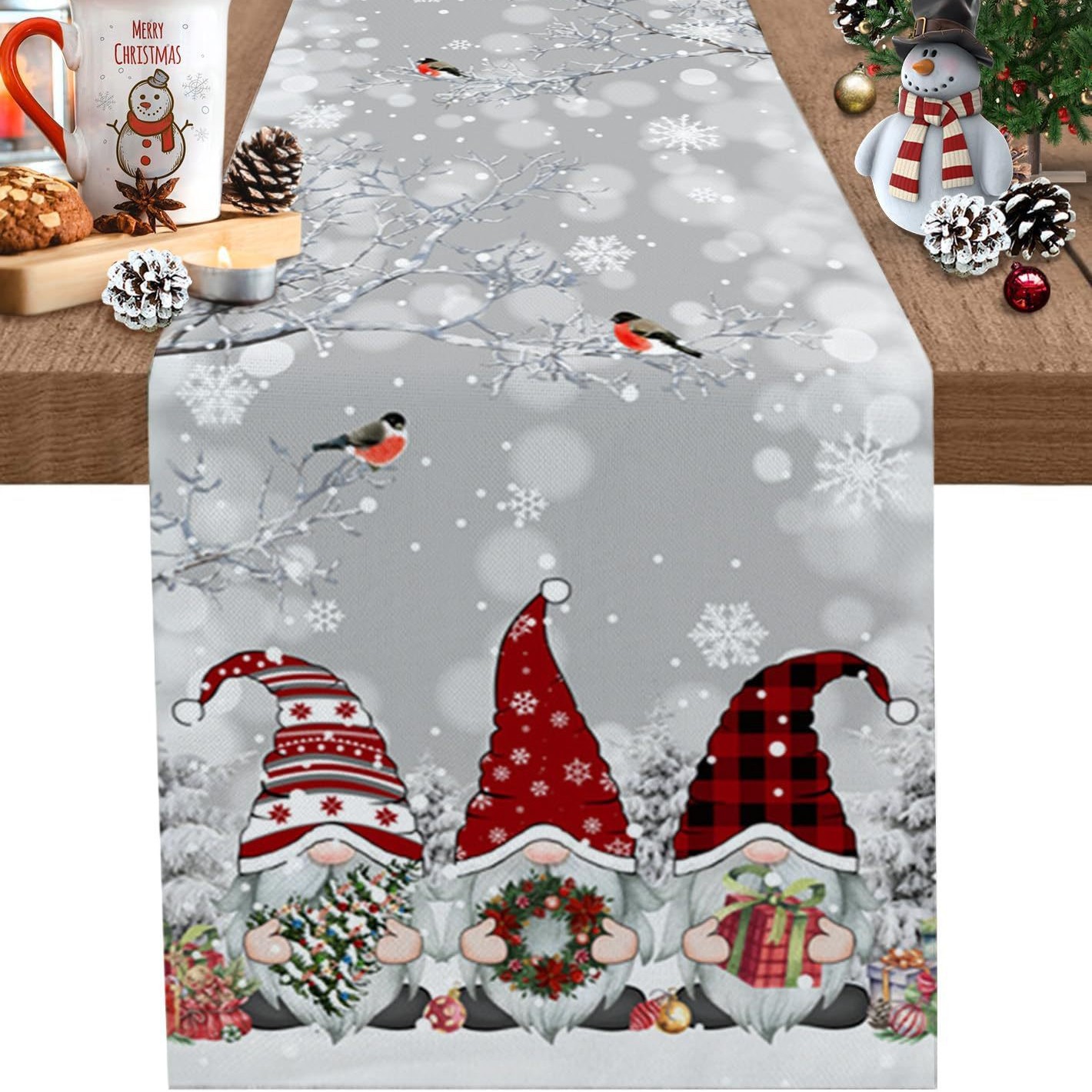 Amazon nueva bandera de mesa de Santa Claus blanca mesa de té de Navidad sala de estar dormitorio mesa de decoración de fondo