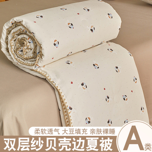 Class A Double Yarn Soybean Summer Quilt Children's Single Air-conditioning Quilt Machine Washable Dormitory Summer Cool Quilt Thin Spring and Autumn Quilt