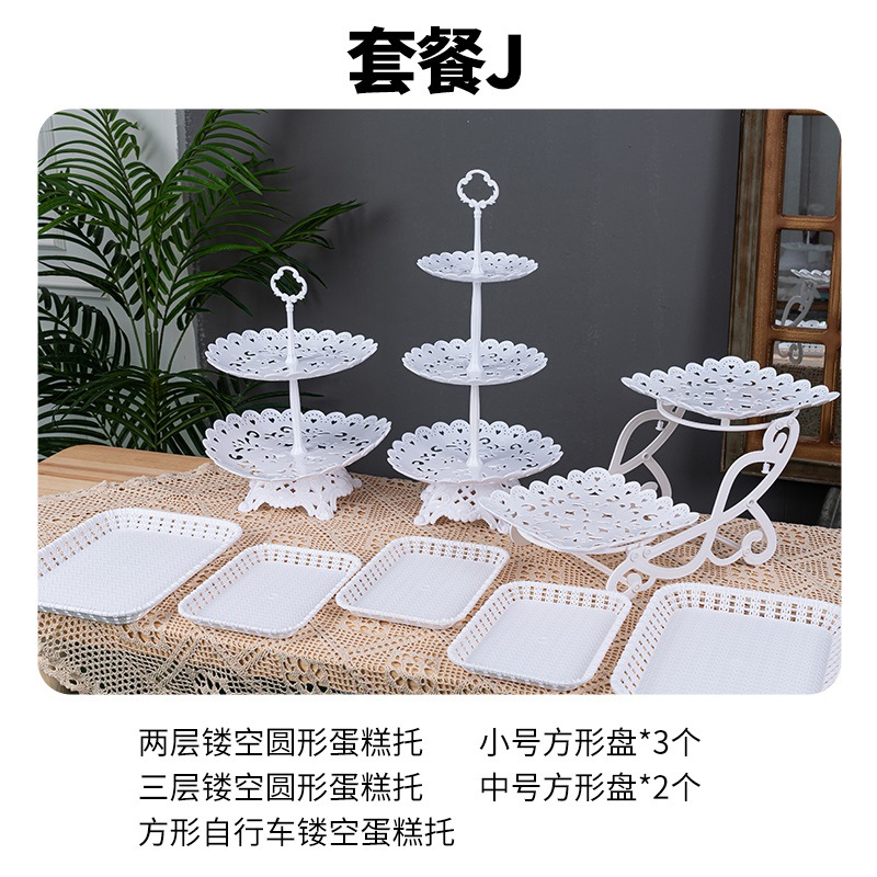 Decoración de postres de cumpleaños estante de exhibición de boda europea estante de frutas estante de pastel de plástico bandeja de bocadillos