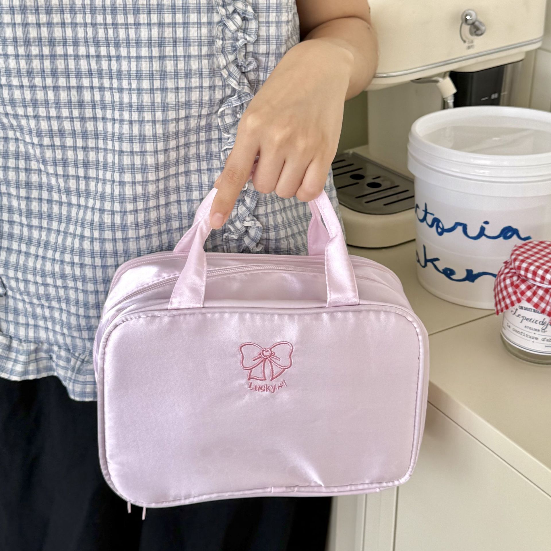 Bolsa de maquillaje de gran capacidad para colgar maleta de nicho encantadora bolsa de almacenamiento de viaje portátil bolsa de lavado impermeable