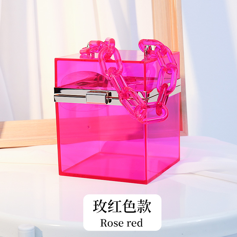 Bolso de caja cuadrada de acrílico transparente bolso portátil transparente de las mujeres bolso caliente transfronterizo bolso de acrílico del todo-fósforo de la moda