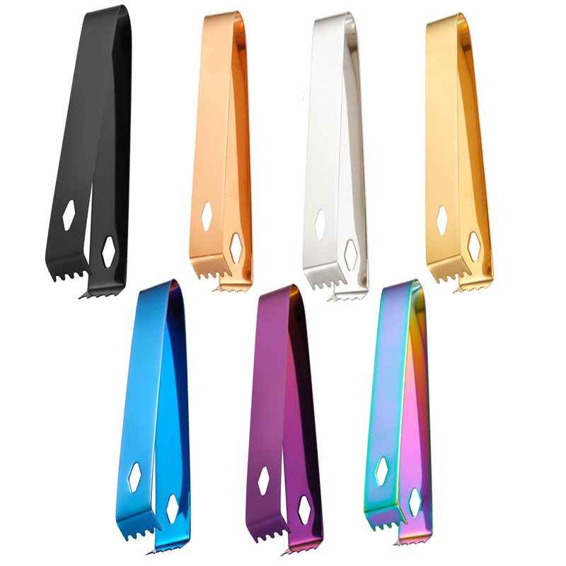 Cross-border hot selling 304 stainless steel ice clip ice cube clip 16cm buffet clip bar bartending clip