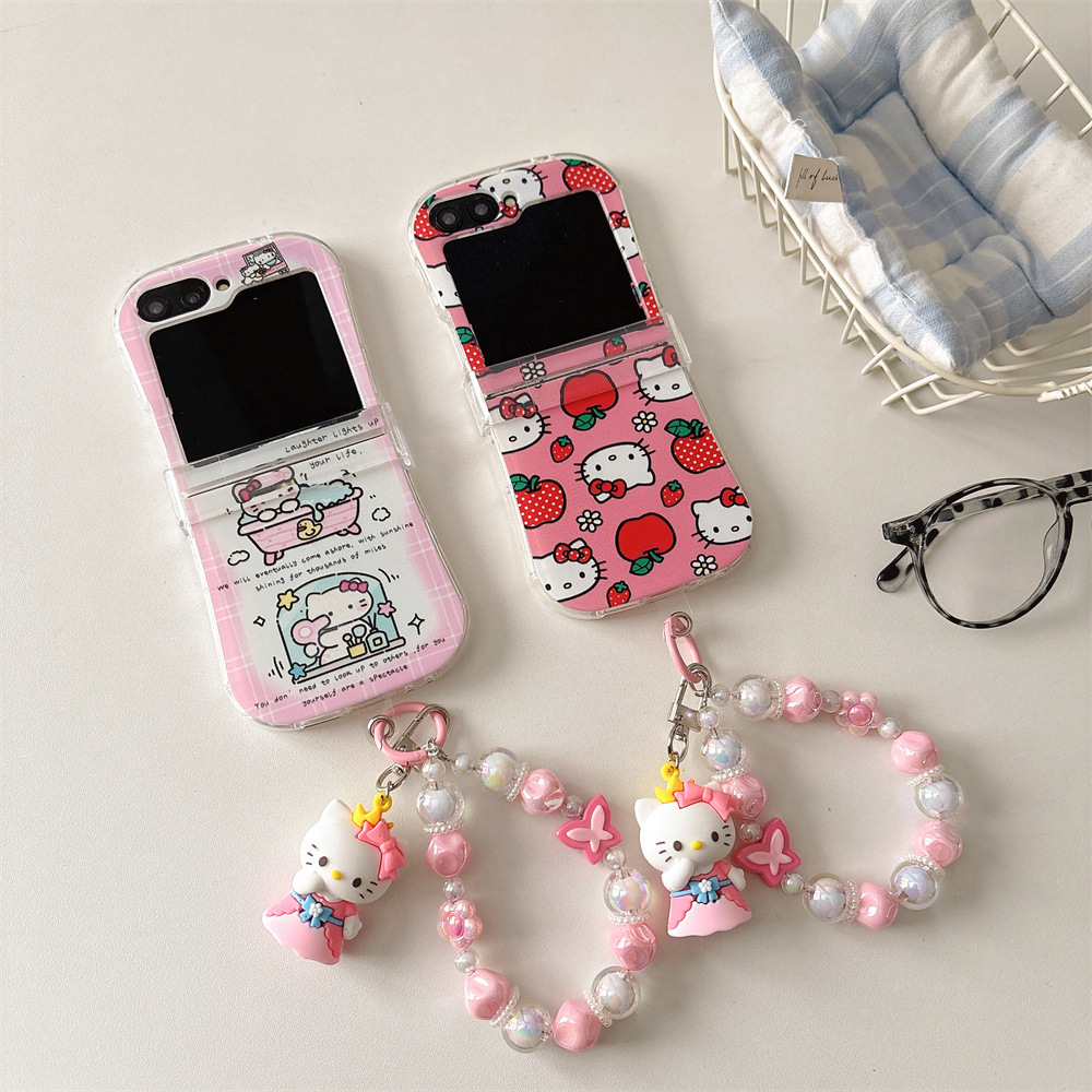 Small Waist Suitable for Kt Cat Galaxy Zflip4/5/6 Samsung Mobile Phone Anti-Fall Cover Foldableing Pc Painted Hard Case