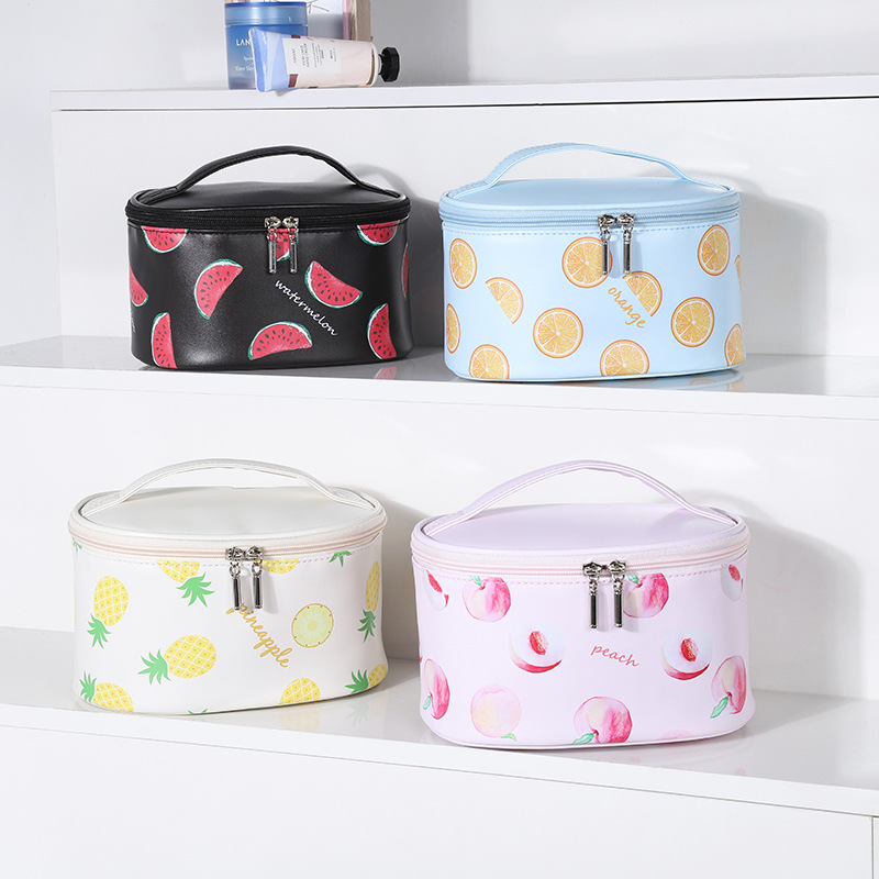 Neceser de cosméticos PU con diseño de frutas – Portátil, impermeable, de viaje y almacenamiento (venta transfronteriza)