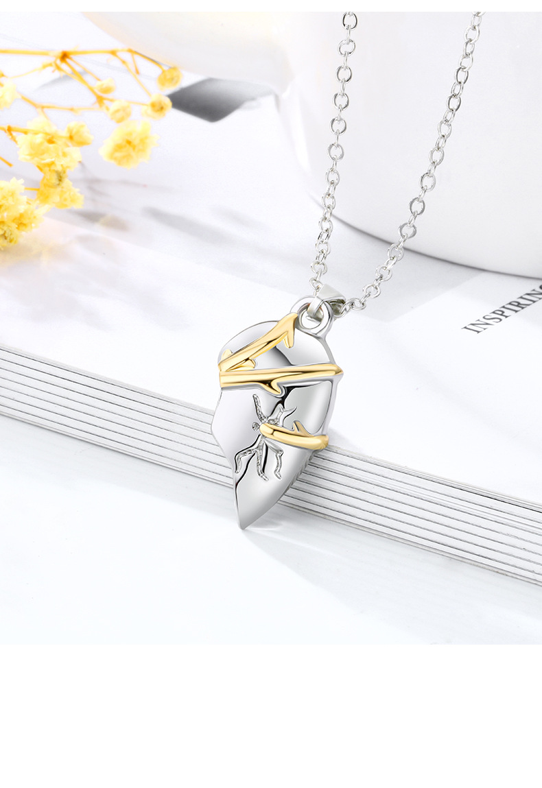 Elegant Simple Style Streetwear Heart Shape Alloy Plating Valentine's Day Couple Pendant Necklace display picture 3