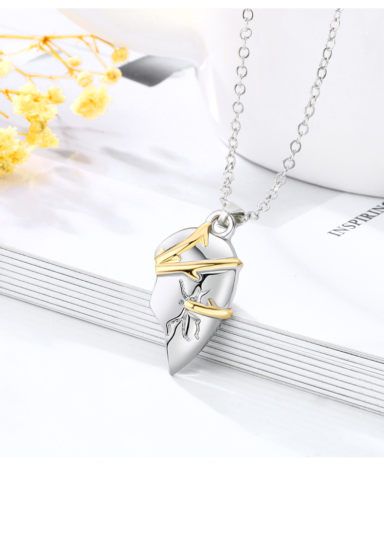 Heart Shape Pattern Couple Gender Elegant Simple Style Streetwear Heart Shape Alloy Plating Valentine's Day Couple Pendant Necklace