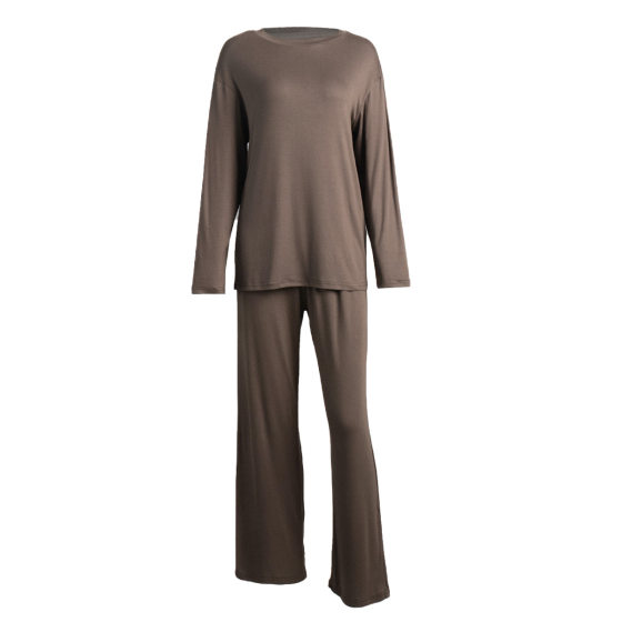Cross-border crew neck long sleeve trousers pajamas suit Europe and the United States 2025 autumn and winter new loose pajamas foreign trade home clothes women