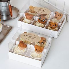 四4/六宮格甜品ケーキ箱6宮格泡芙箱九宮格ムース馬芬杯箱紙コップ包装箱