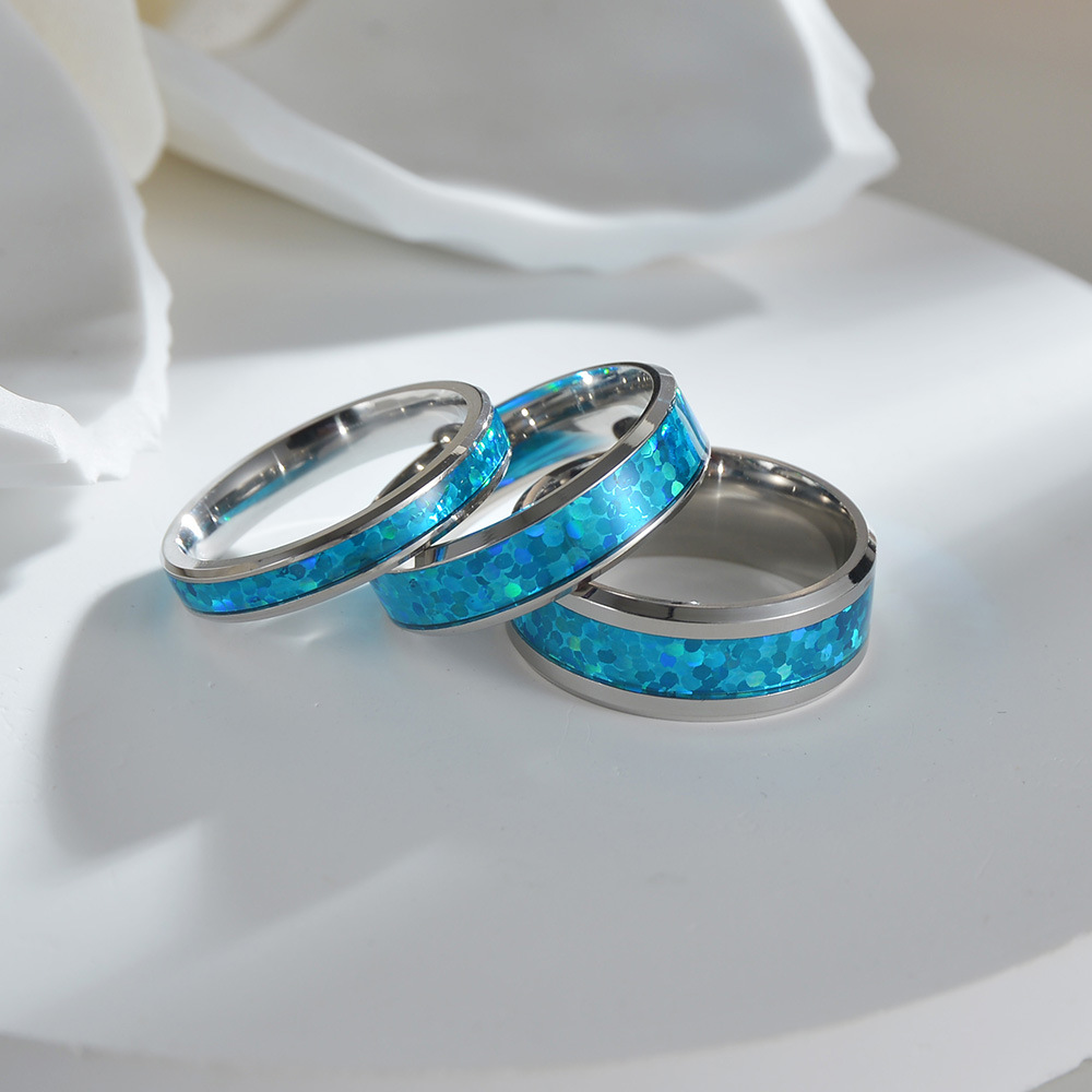 7, 8, 9 Ring Size Daily Occasion 201 Stainless Steel Material Fashion Round 201 Stainless Steel Enamel Unisex Rings