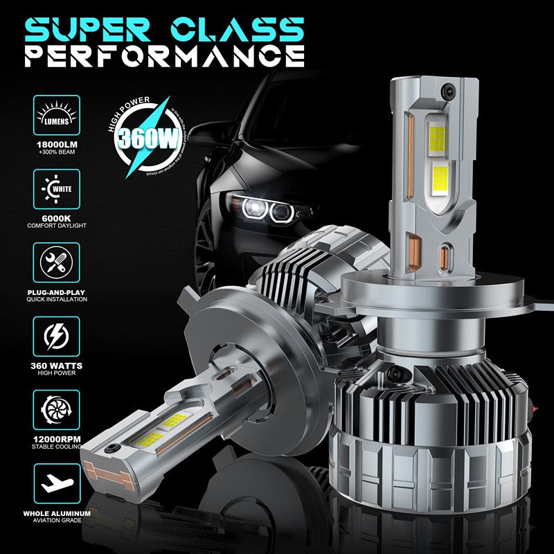 Nuevo V33 de alta potencia 360W super brillante potencia ajustable con decodificador LED delantero H4