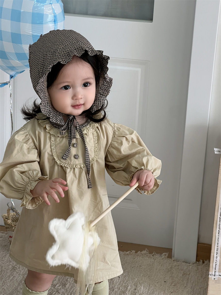 2026 ropa de otoño infantil nueva ropa de otoño bebé ropa de otoño coreana ropa de otoño niña vestido de manga burbuja de color sólido