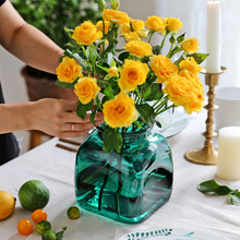 大花瓶透明玻璃客厅插花瓶水培花束瓶小清新彩色花器摆件玻璃花瓶