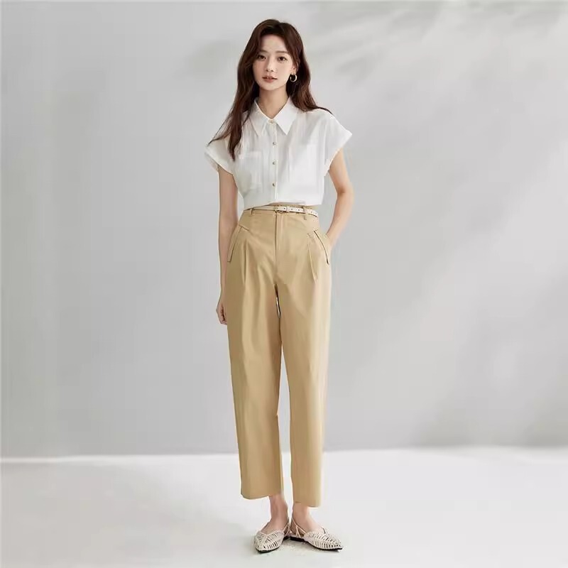 通勤気質小飛袖半袖シャツ女性のための 2025 夏のファッションハイエンド多用途シャツトップ A4574|undefined