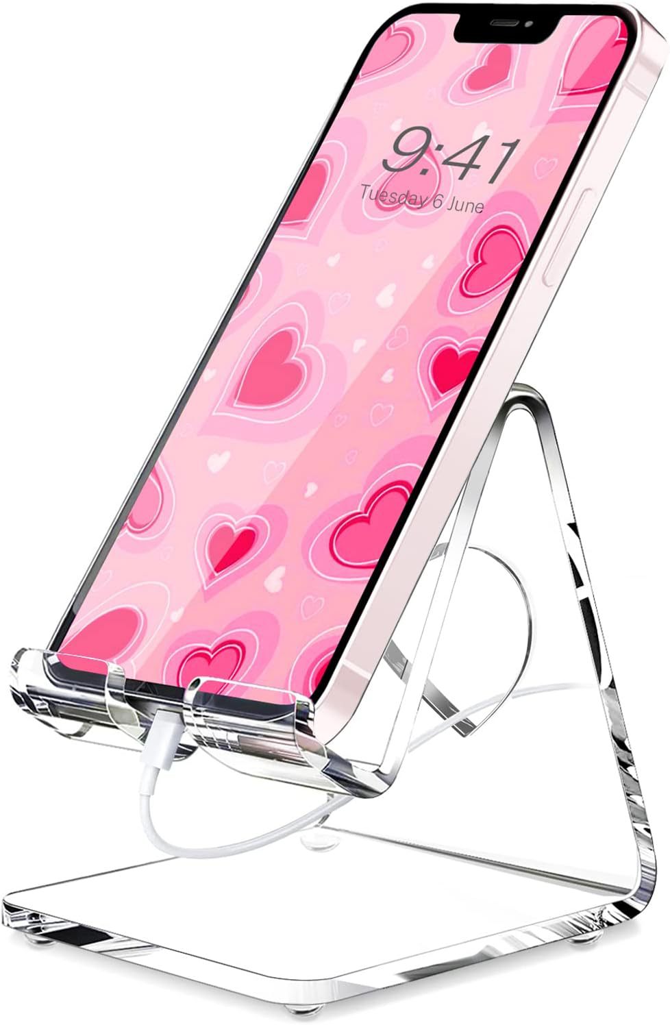 Cross-Border Acrylic Mobile Phone Holder Counter Display Stand Desktop Lazy Bracket Base Transparent Acrylic Mobile Phone Bracket