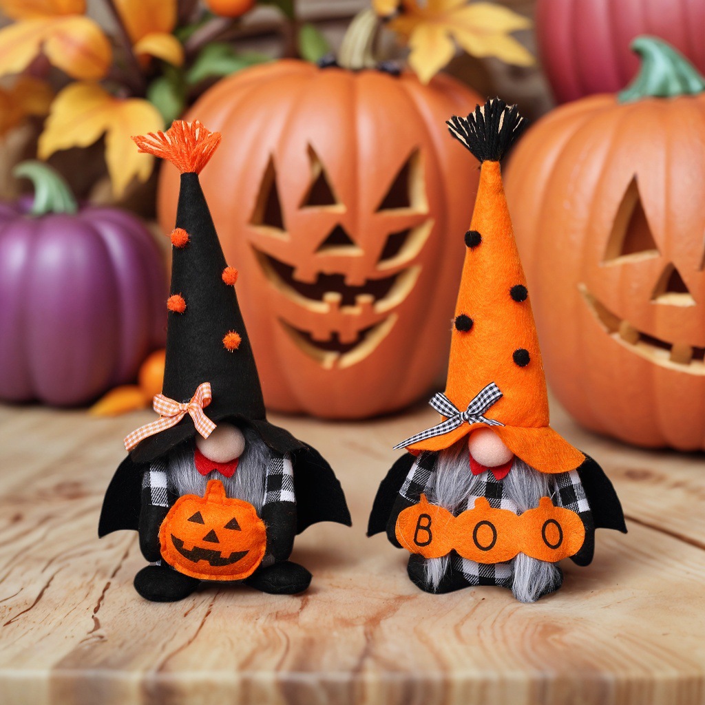 Nuevos productos transfronterizos Halloween murciélago calabaza cara muñeca sin rostro enano decoración decoración Rudolph goblin lote de muñeca