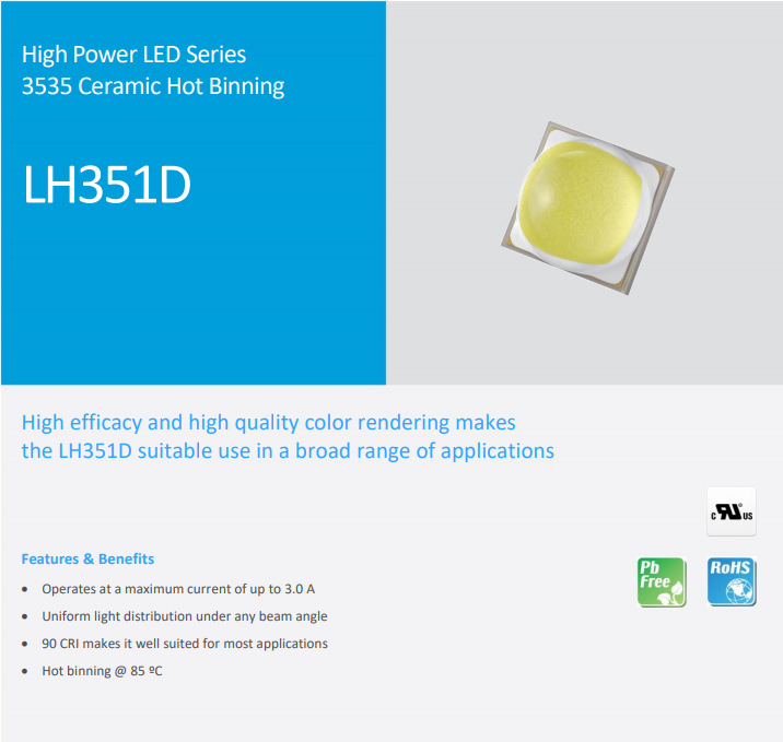 三星 LH351D RA70/80/90 3V 1-10W 3535 inverted lamp bead Samsung LED