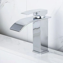 跨境黑色不鏽鋼瀑布水龍頭冷熱兩用浴室洗手盆洗臉盆金色面盆龍頭