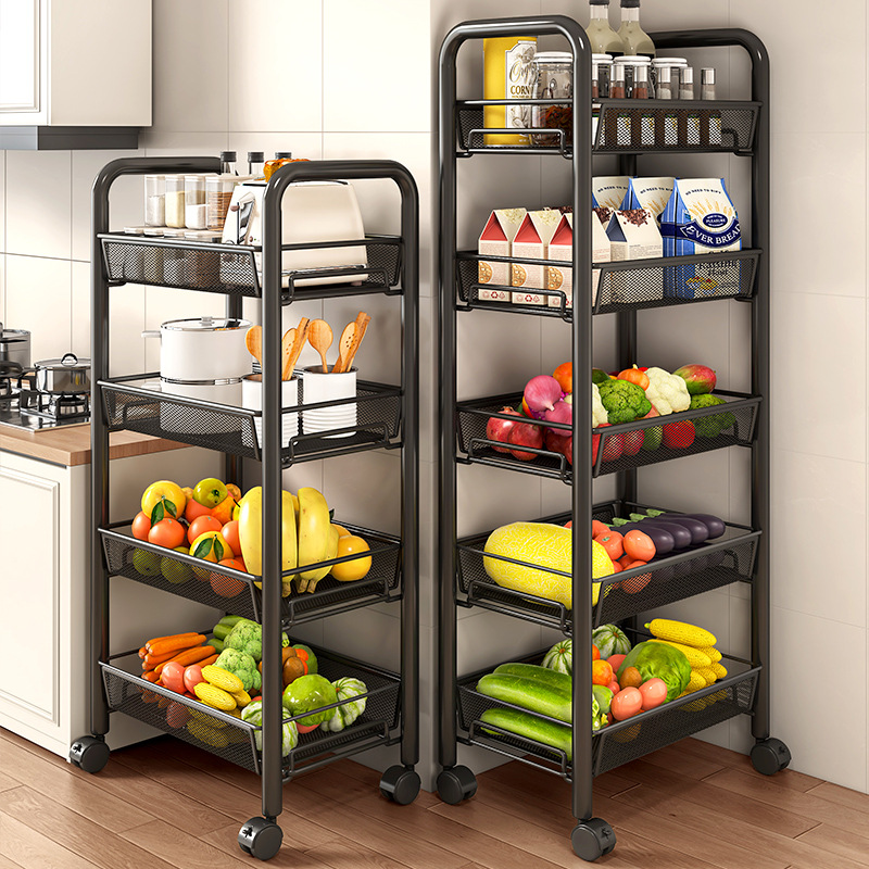 Household Storage Rack Floor Multi-Layer Mesh Basket Disassembly Cart Multifunctional Vegetable Basket Kitchen Rack