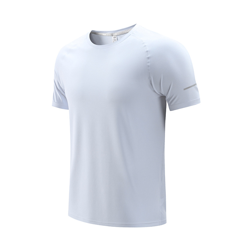 Deportes casuales de verano de manga corta hombres y mujeres al aire libre transpirable fitness corriendo ropa de secado rápido grupo estudiante camiseta en stock A