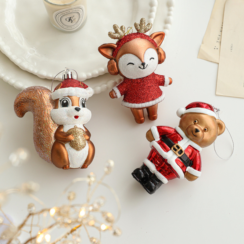 新しいゴールデンレッドゴールデン粘着粉末プラスチックペンダントマットグレーパウダー漫画ペンダントクリスマスツリーウィンドウ装飾|undefined