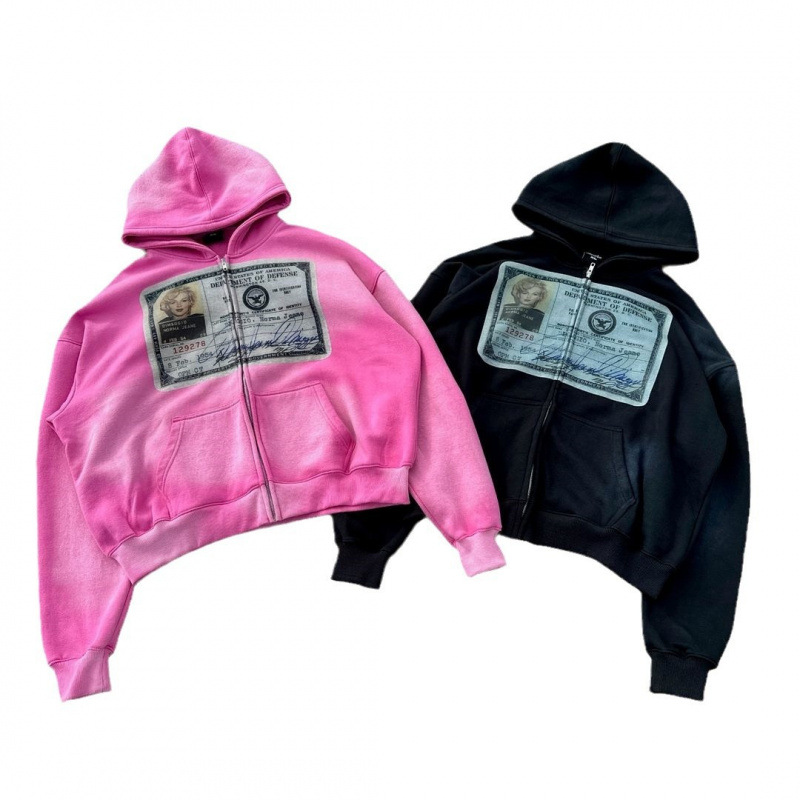 Sudadera con capucha y estampado retro Y2k, unisex, de gran tamaño, estilo urbano, con gráfico de anime, manga larga, informal_voghion.com