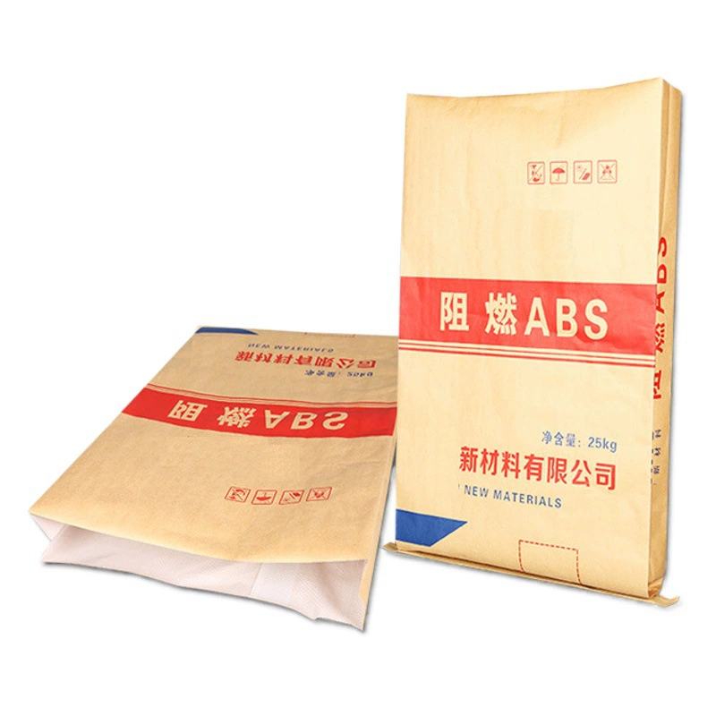Плетеная сумка из крафт-бумаги с центральным швом, 25kg огнестойких пакета из АБС-пластика для химической упаковки, бумажно-пластиковый композитный пакет
