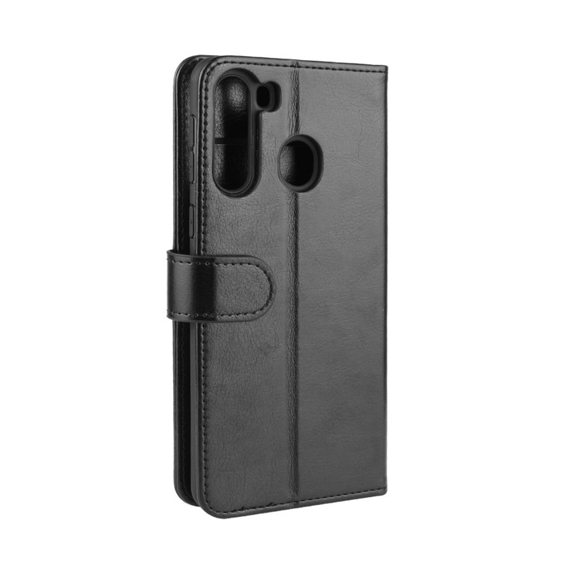 For Samsung Galaxy A21 Phone Case Crazy Horse Pattern Flip Card Stand Protective Cover A21 Case