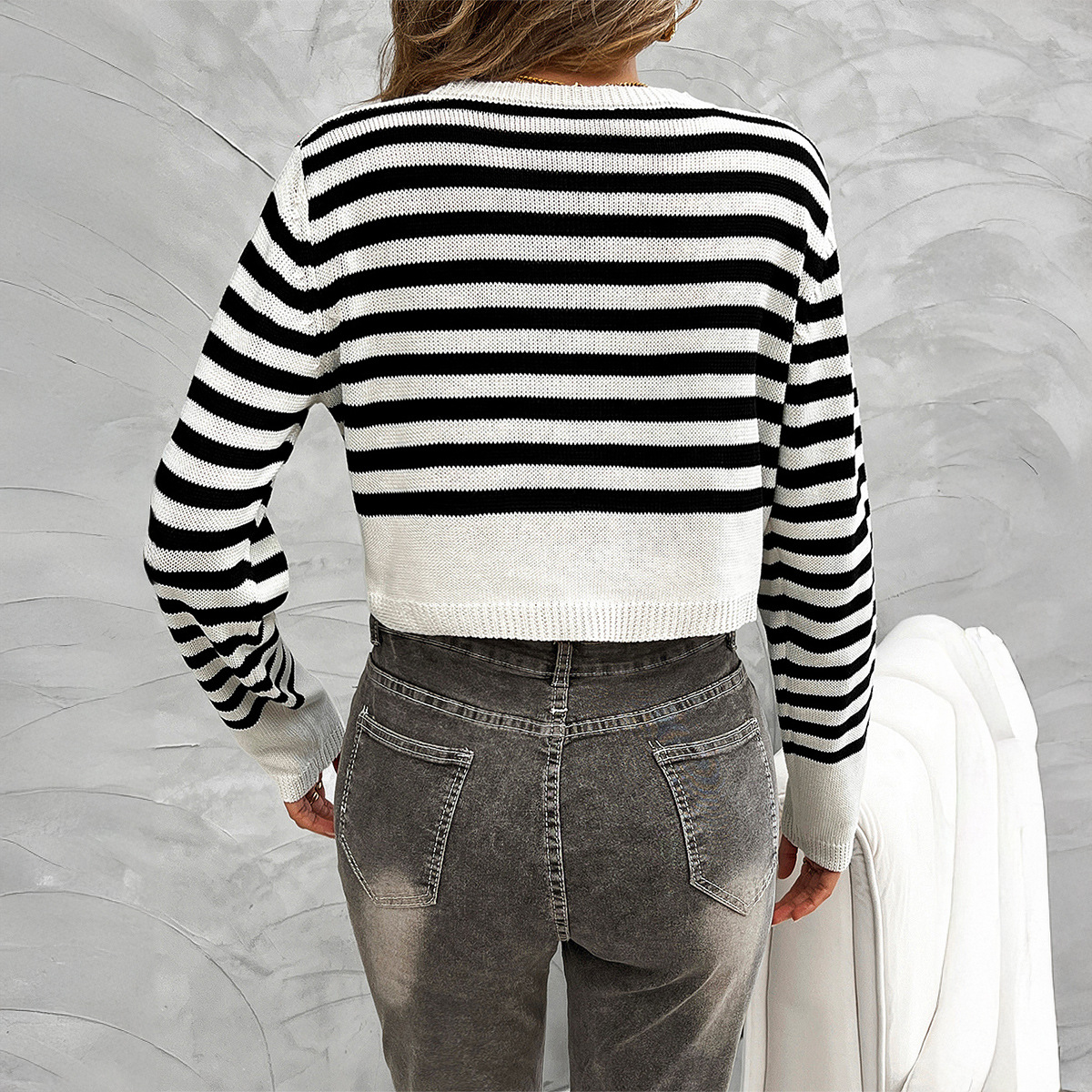 Kaikuo Amazon 2024 otoño y invierno cross-border chaqueta de mujer temperamento casual botón de color contrastante cardigan suéter de manga larga