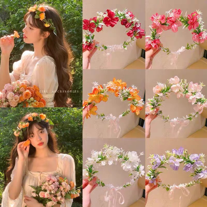 Children's flower crown headband, princess-style floral headband, flower girl dress, wedding headpiece, little girl's headband, floral hair accessories