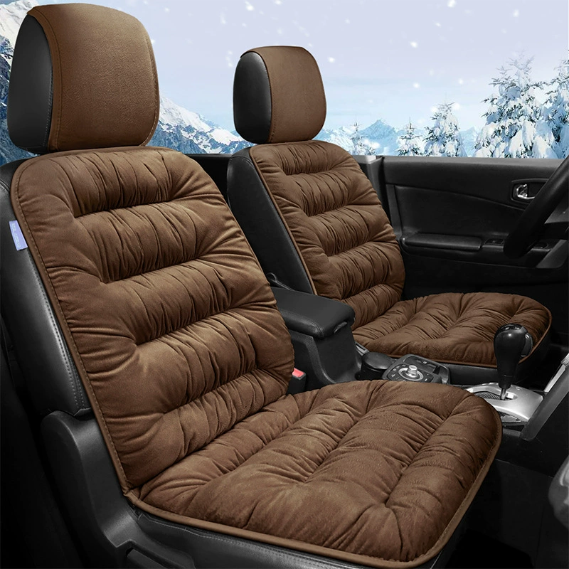 Новая подушка для автомобильного сиденья, зимняя теплая плюшевая брошюра + пять сидений + задний ряд со спинкой, плюшевая подушка для сиденья