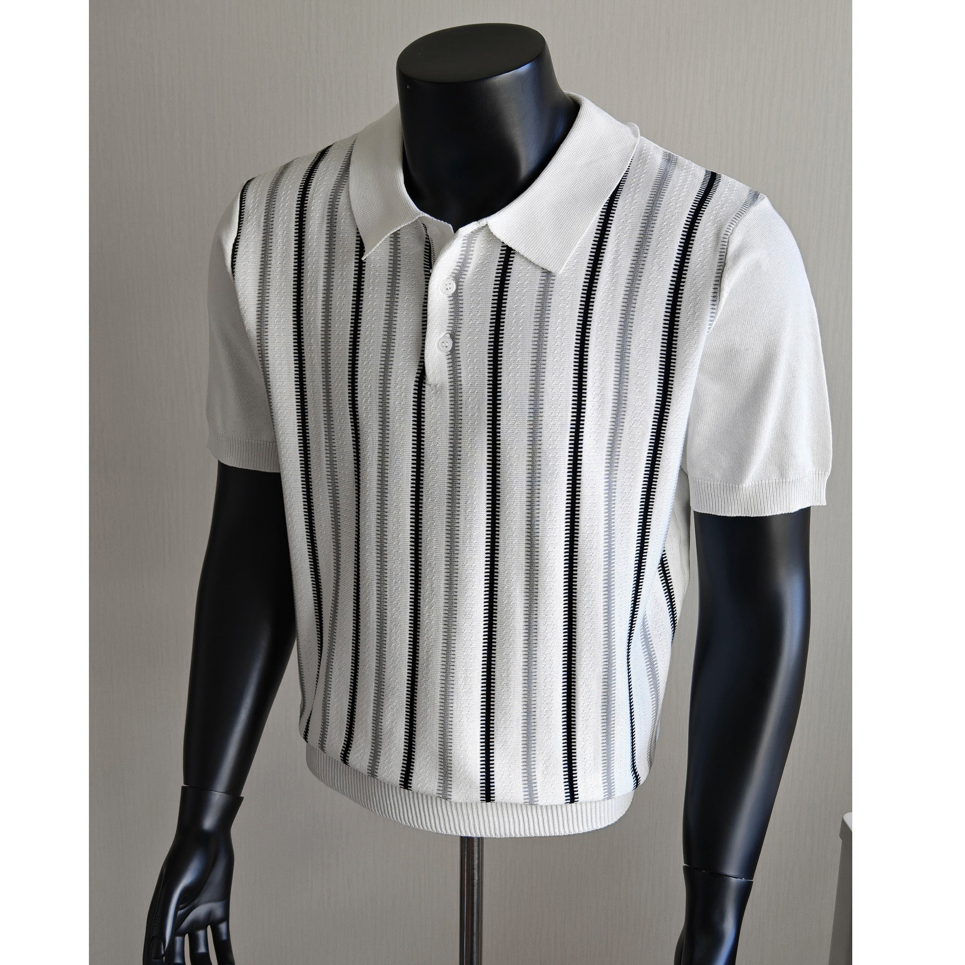 Polo camiseta de punto camiseta de manga corta camiseta de hombre solapa vertical rayas viejos negocios hielo seda fábrica transfronteriza al por mayor