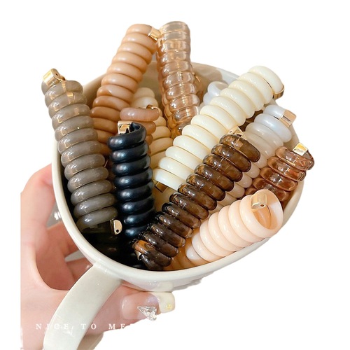 Temperament simple phone cord hair tie long ponytail fixed and durable headwear Korean style high elastic seamless hair accessory for women