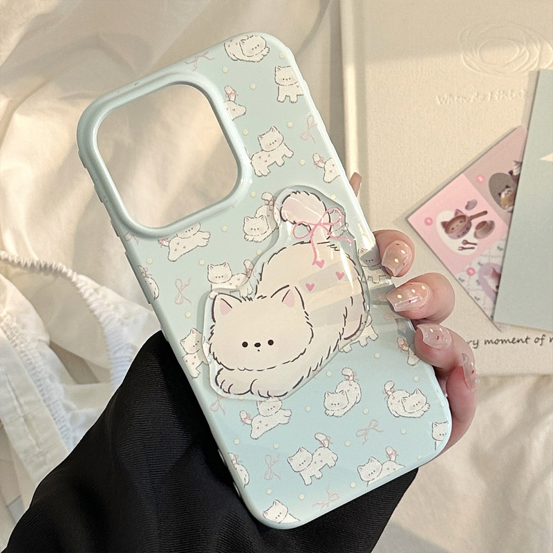 少女心卡通适用苹果16promax手机壳iphone17立体猫咪15全包13防摔|undefined