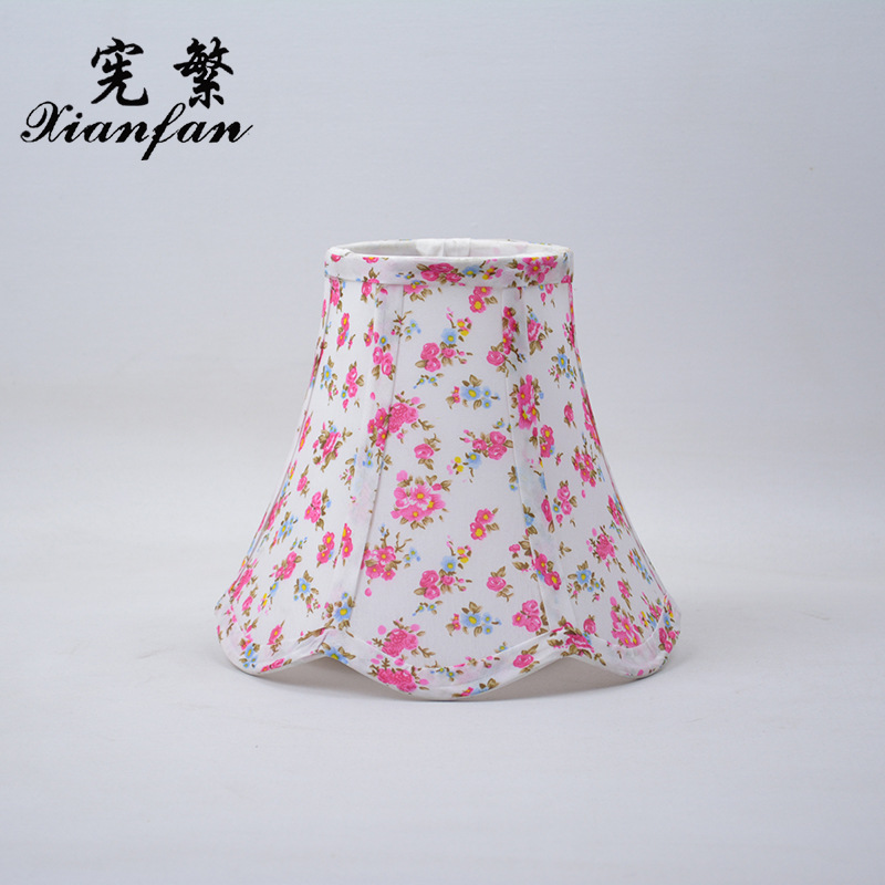 [Xianfan] lamp chandelier lampshade shell printing cloth strip lace embroidered edge bedroom bedside table living room decoration