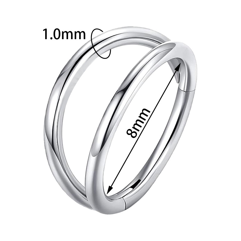Zesen 316 Stainless Steel Seamless Ring Double Ring Double Bevel Closed Ring Nose Ring Septum Ring Piercing Jewelry detail image 2