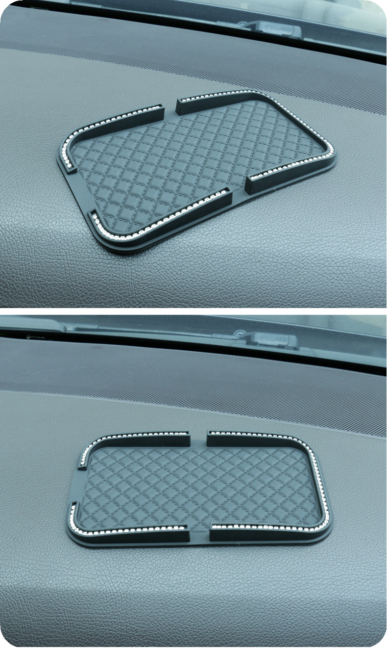 Grid Diamond-Encrusted New Car Dashboard Non-Slip Mat Multifunctional Navigation Bracket Opening and Closing Storage Mat