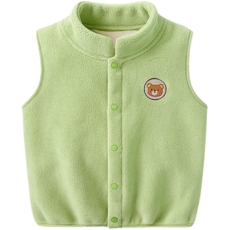 2023 de los niños de otoño e invierno Nuevo Olímpico de lana cardigan pequeño Chaleco de moda collar de pie lindo bebé de los niños del todo-fósforo