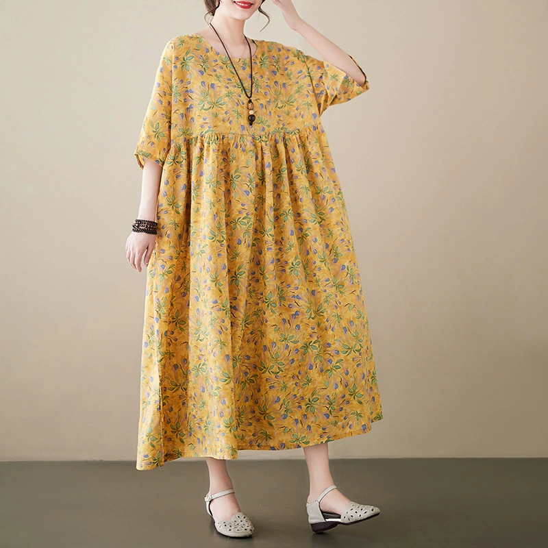 Летнее платье, корейский стиль, oversize, большой размер