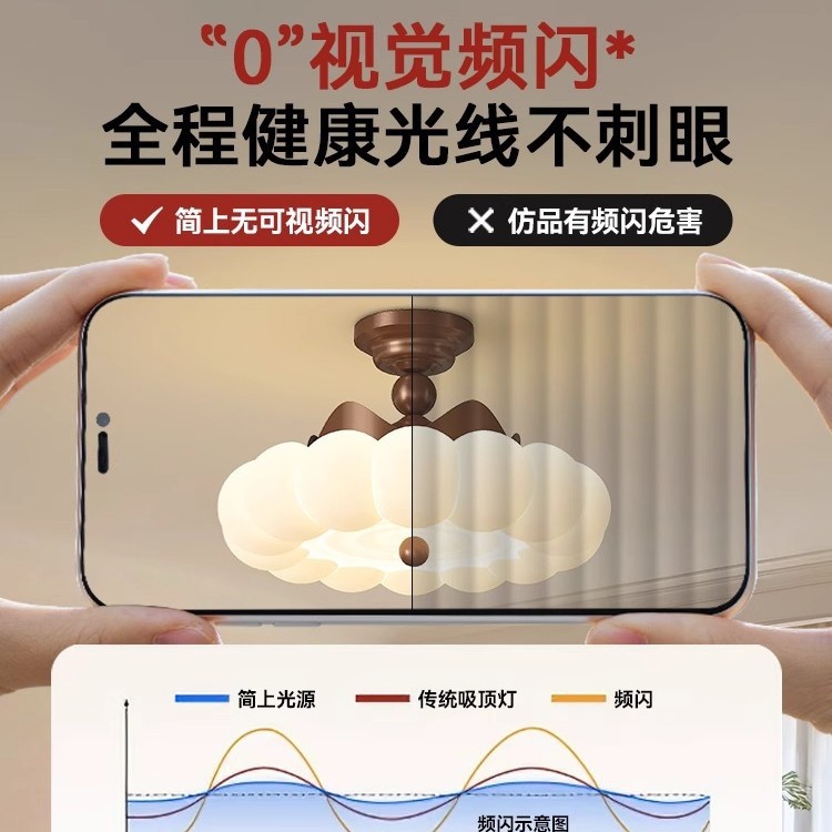 [Seleccionado cuidadosamente] Luz de habitación de luz de sensación premium retro 2025 nueva luz de techo semi-colgante de habitación de princesa de corona de estilo crema