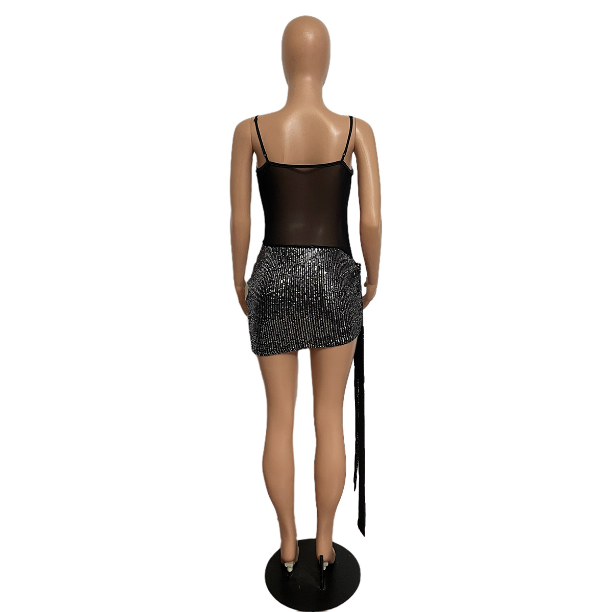 Women's Clothing summer sequined mesh dress nightclub sexy short skirt dress_voghion.com