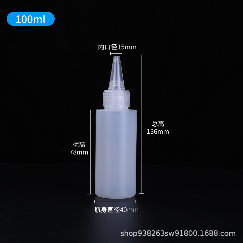 Botella de punta translúcida 10 500ml extrusible con botella de goteo de escala botella de plástico PE botella de tinta botella de pegamento