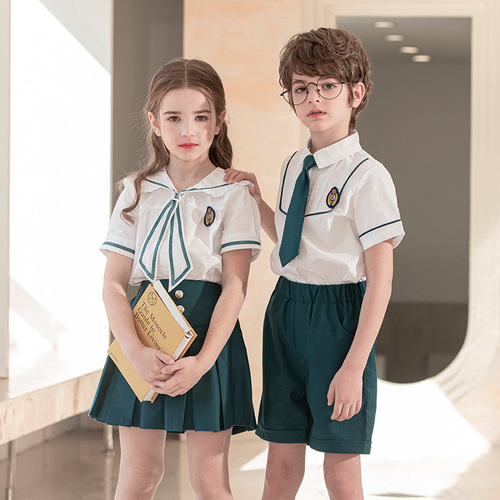 Summer uniform set for kindergarten children, new style, British style, collective class uniform for primary school students, boys and girls, children's day photo dress